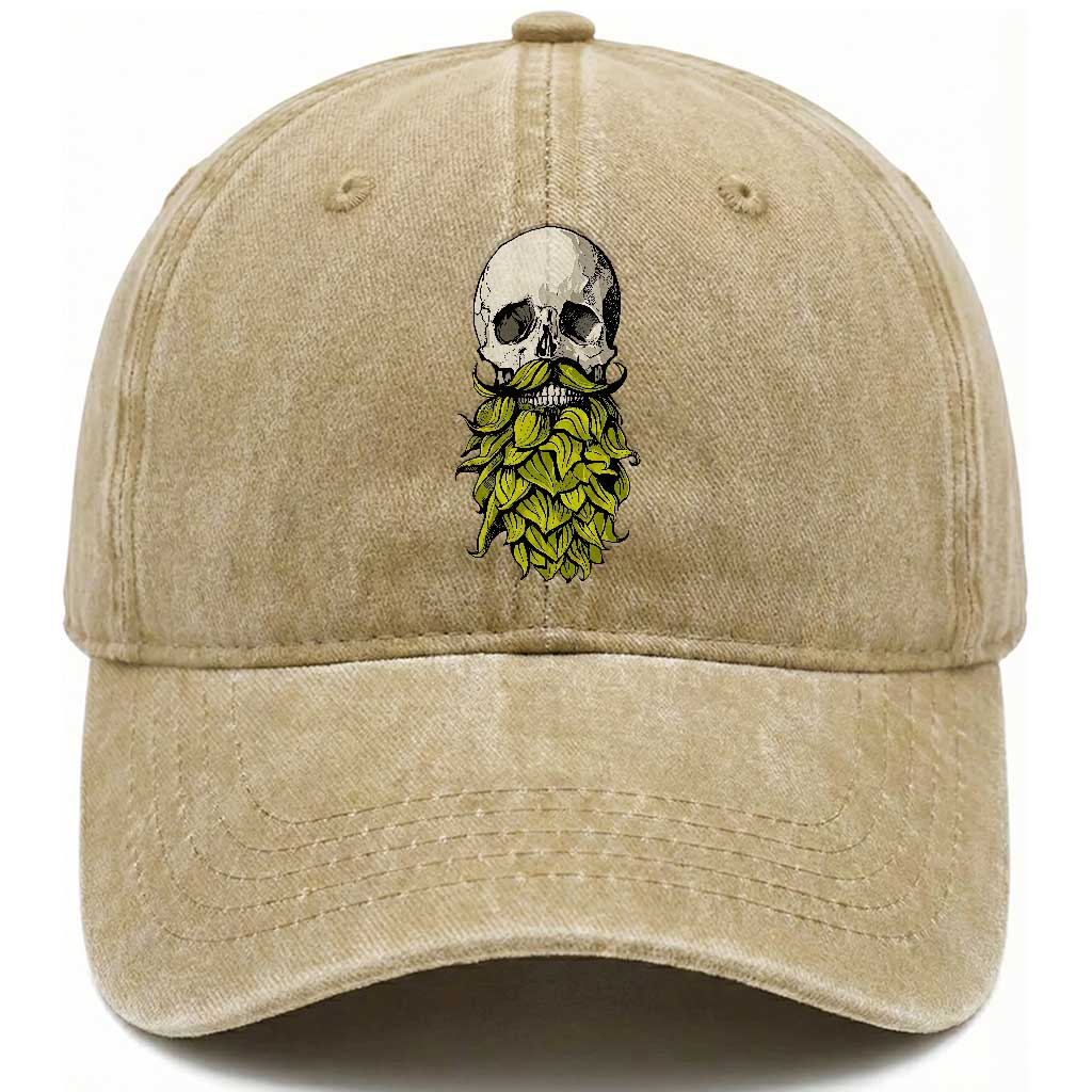 Vintage Craft Brewer Beer Lover Gift Washed Cotton Baseball Cap Beer Hops Beard Skull TS12 Print Your Wear