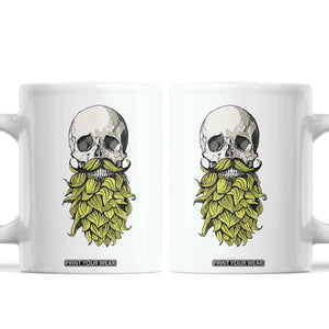 Vintage Craft Brewer Beer Lover Gift Coffee Mug Beer Hops Beard Skull