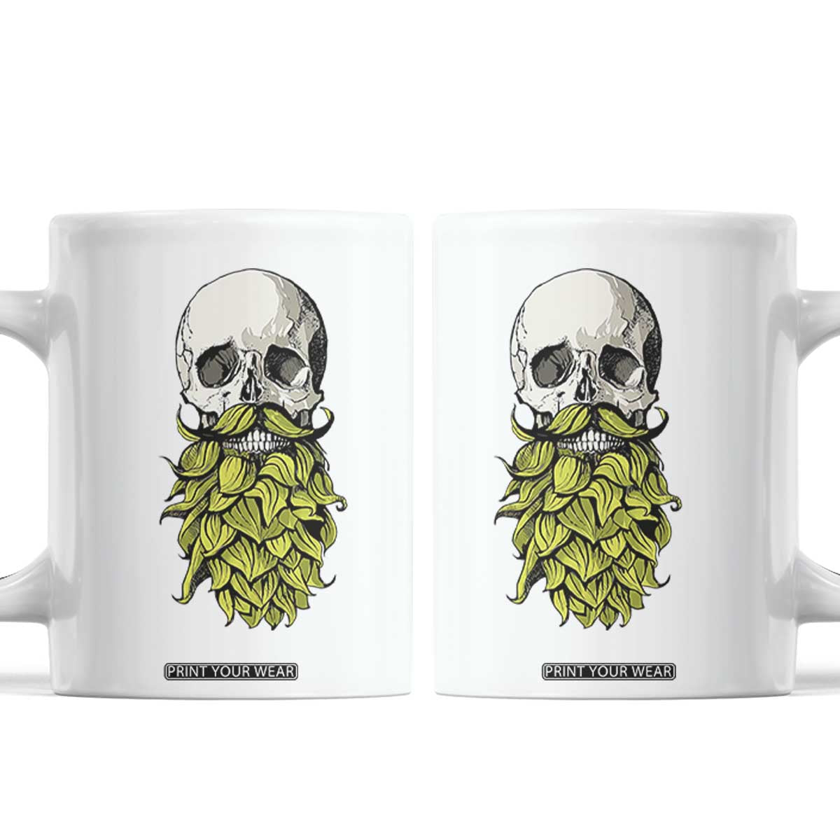 Vintage Craft Brewer Beer Lover Gift Coffee Mug Beer Hops Beard Skull TS12 White Print Your Wear