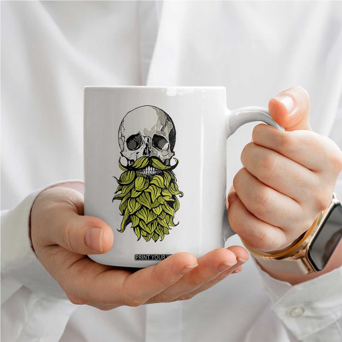 Vintage Craft Brewer Beer Lover Gift Coffee Mug Beer Hops Beard Skull