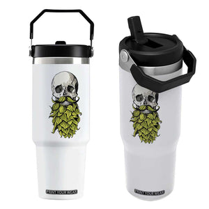 Vintage Craft Brewer Beer Lover Gift Flip Straw Tumbler Beer Hops Beard Skull