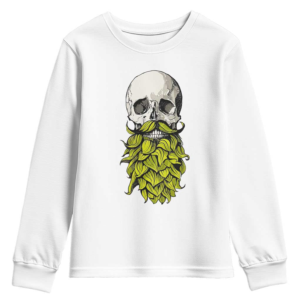 Vintage Craft Brewer Beer Lover Gift Youth Sweatshirt Beer Hops Beard Skull TS12 White Print Your Wear