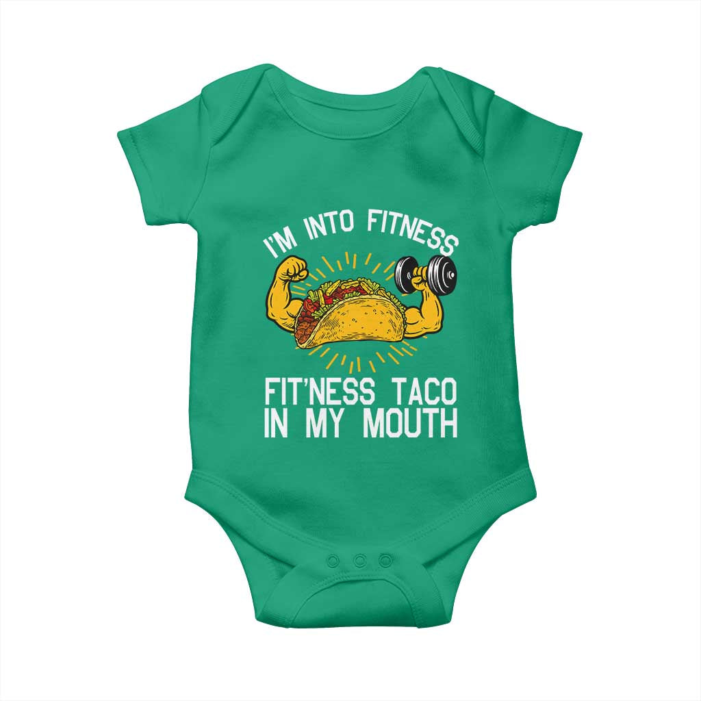 Funny Tacos Lover Baby Onesie I Am Into Fitness TS12 Irish Green Print Your Wear