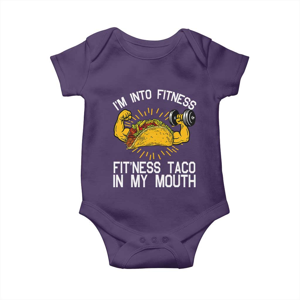 Funny Tacos Lover Baby Onesie I Am Into Fitness TS12 Purple Print Your Wear
