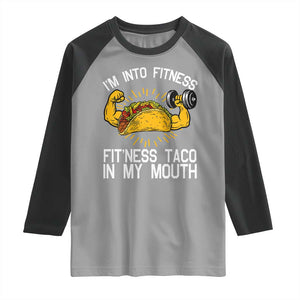 Funny Tacos Lover Raglan Shirt I Am Into Fitness TS12 Sport Gray Black Print Your Wear