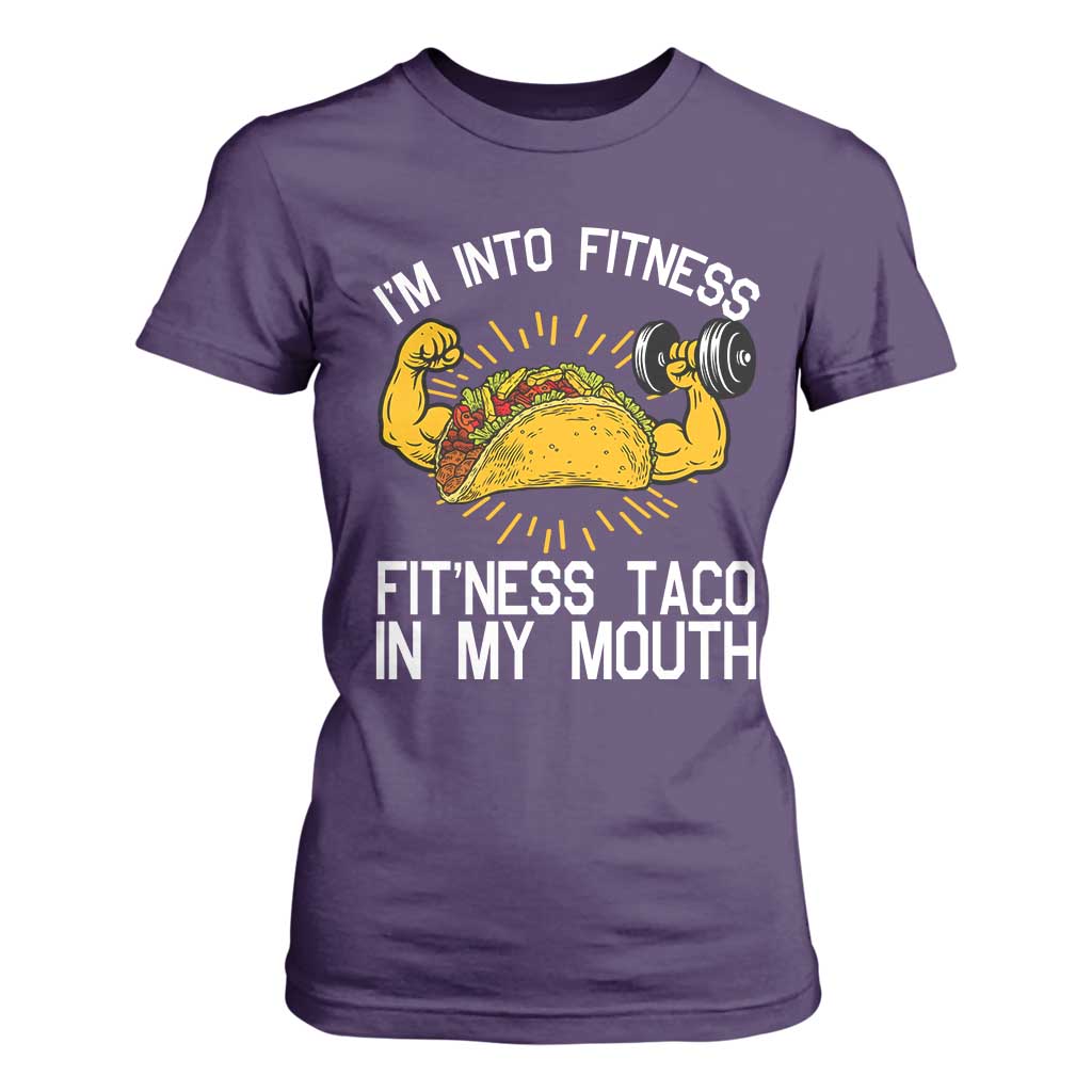 Funny Tacos Lover T Shirt For Women I Am Into Fitness TS12 Purple Print Your Wear