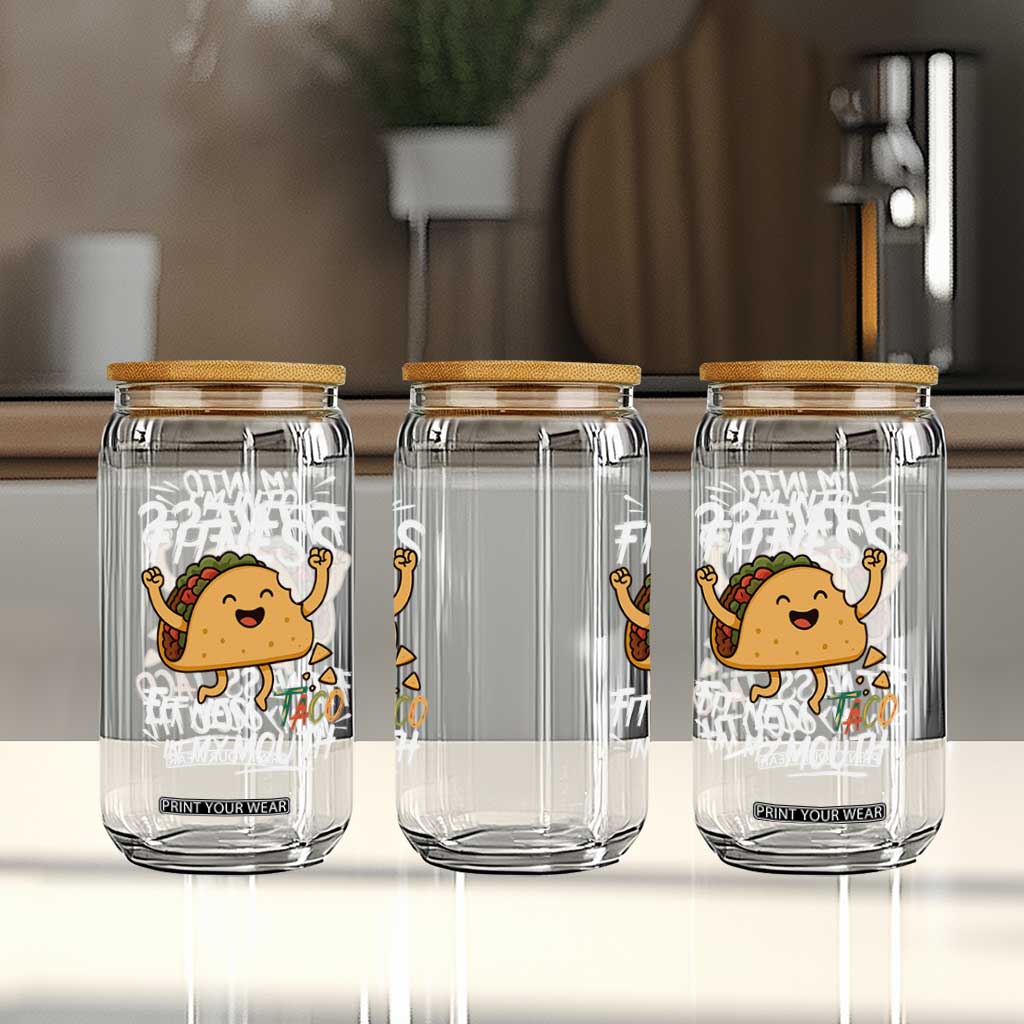 Funny Mexican Food Lover Glass Can I Am Into Fitness Taco In My Mouth TS12 Print Your Wear