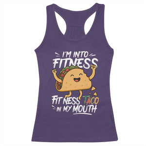 Funny Mexican Food Lover Racerback Tank Top I Am Into Fitness Taco In My Mouth TS12 Purple Print Your Wear