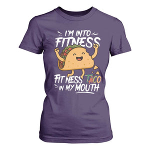Funny Mexican Food Lover T Shirt For Women I Am Into Fitness Taco In My Mouth TS12 Purple Print Your Wear