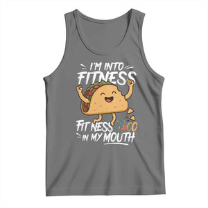 Funny Mexican Food Lover Tank Top I Am Into Fitness Taco In My Mouth TS12 Black Heather Print Your Wear