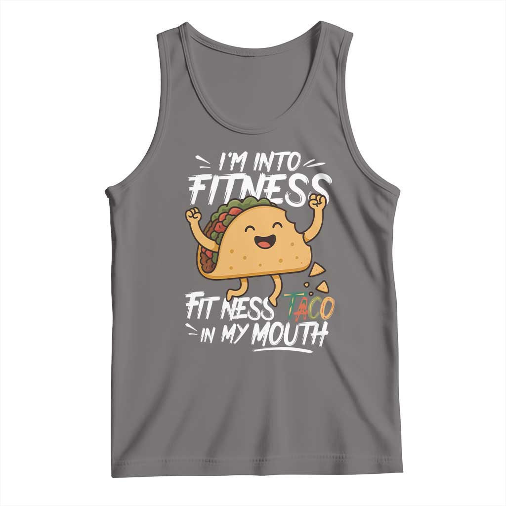 Funny Mexican Food Lover Tank Top I Am Into Fitness Taco In My Mouth TS12 Deep Heather Print Your Wear