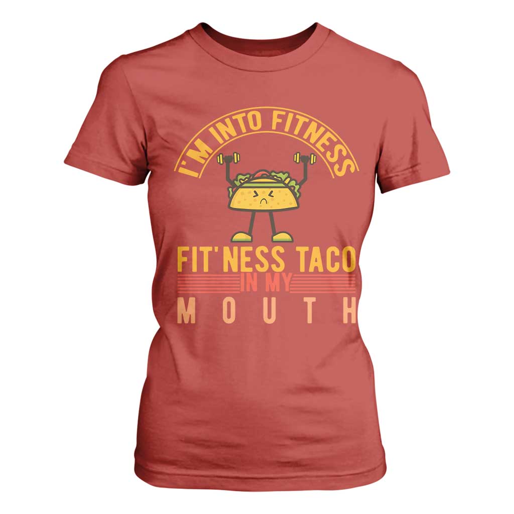 Tacos Lover T Shirt For Women I Am Into Fitness Humor TS12 Red Print Your Wear