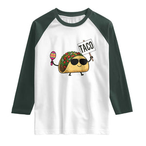 Tacos Lovers Raglan Shirt Mexican Food Lover Gift TS12 White Dark Forest Green Print Your Wear