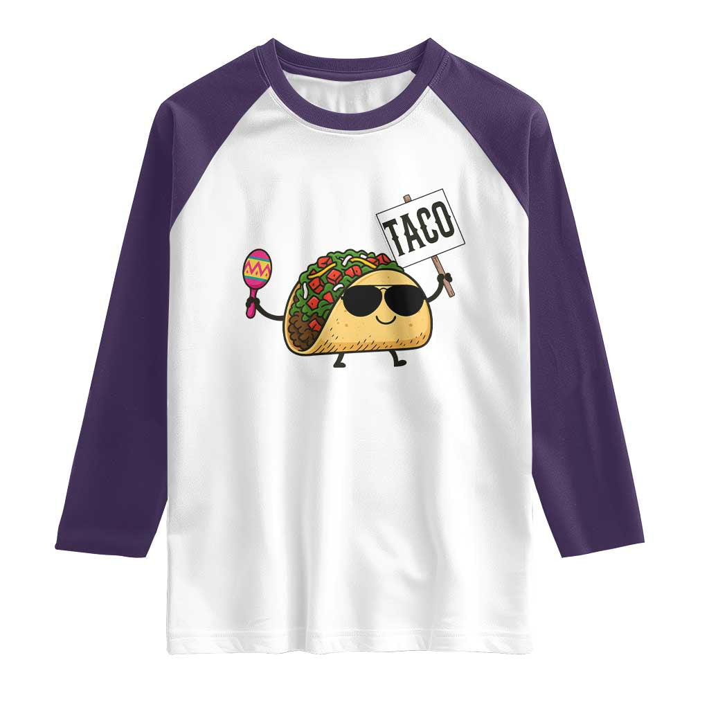Tacos Lovers Raglan Shirt Mexican Food Lover Gift TS12 White Purple Print Your Wear