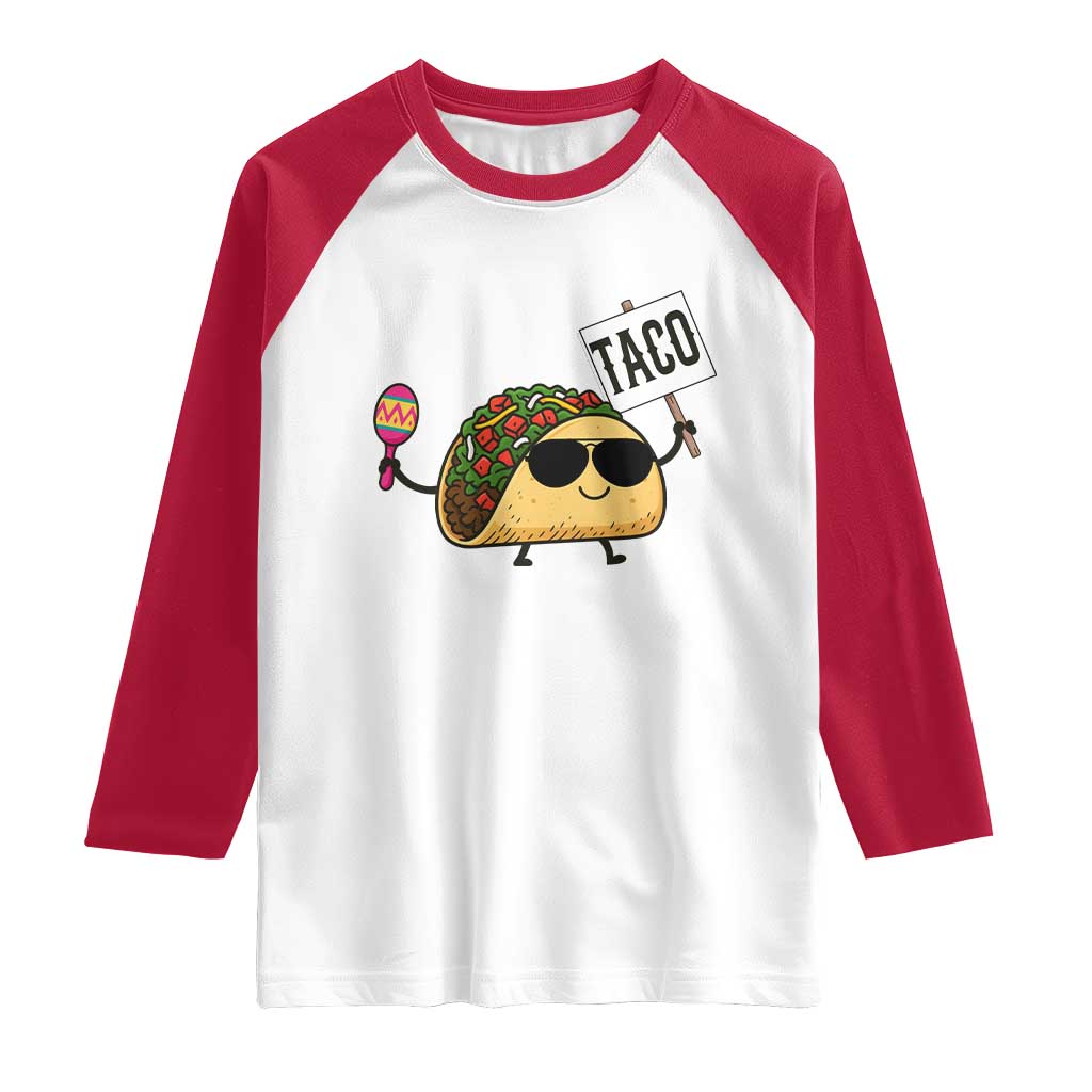 Tacos Lovers Raglan Shirt Mexican Food Lover Gift TS12 White Red Print Your Wear