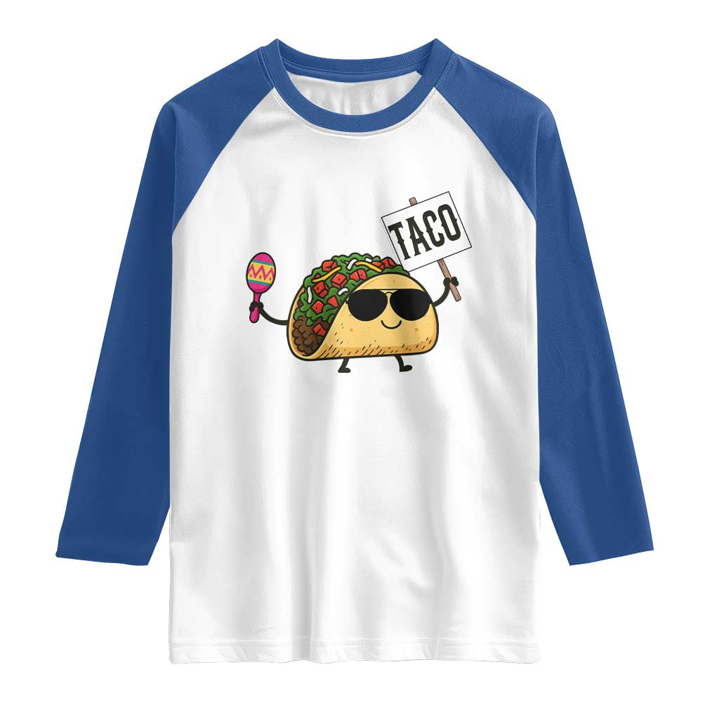 Tacos Lovers Raglan Shirt Mexican Food Lover Gift TS12 White Royal Print Your Wear