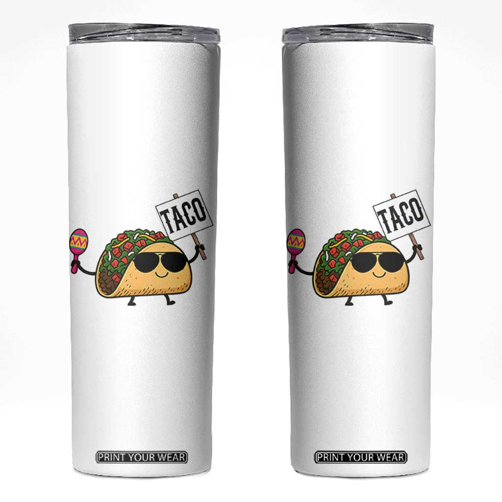 Tacos Lovers Skinny Tumbler Mexican Food Lover Gift TS12 White Print Your Wear