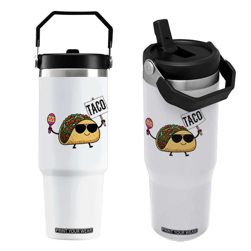 Tacos Lovers Flip Straw Tumbler Mexican Food Lover Gift TS12 One Size: 30 oz White Print Your Wear