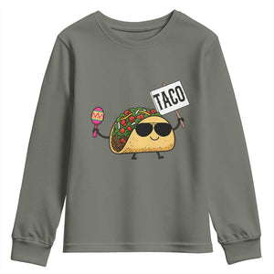 Tacos Lovers Youth Sweatshirt Mexican Food Lover Gift TS12 Military Green Print Your Wear