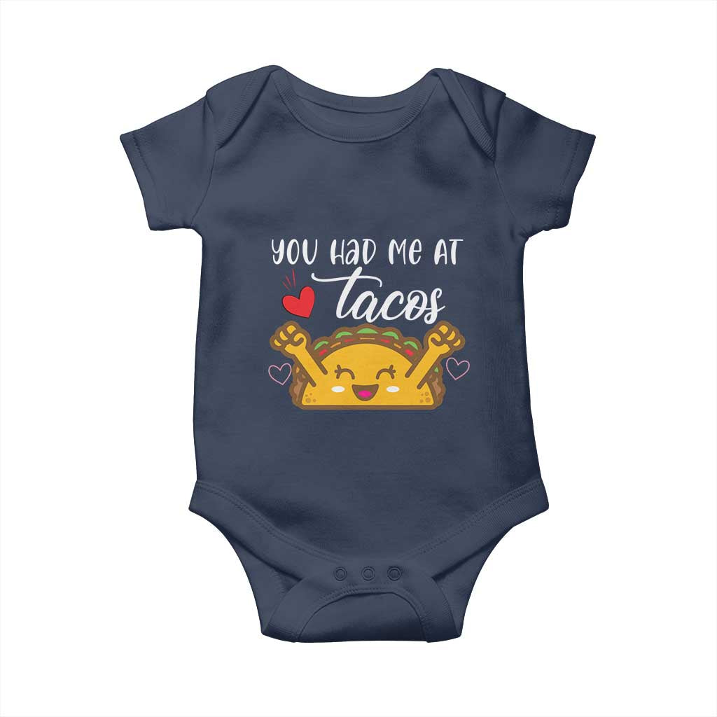 Funny Taco Lover Baby Onesie You Had Me At Tacos TS12 Navy Print Your Wear
