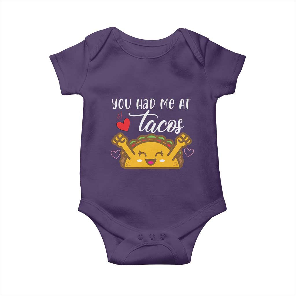 Funny Taco Lover Baby Onesie You Had Me At Tacos TS12 Purple Print Your Wear