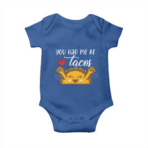 Funny Taco Lover Baby Onesie You Had Me At Tacos TS12 Royal Blue Print Your Wear