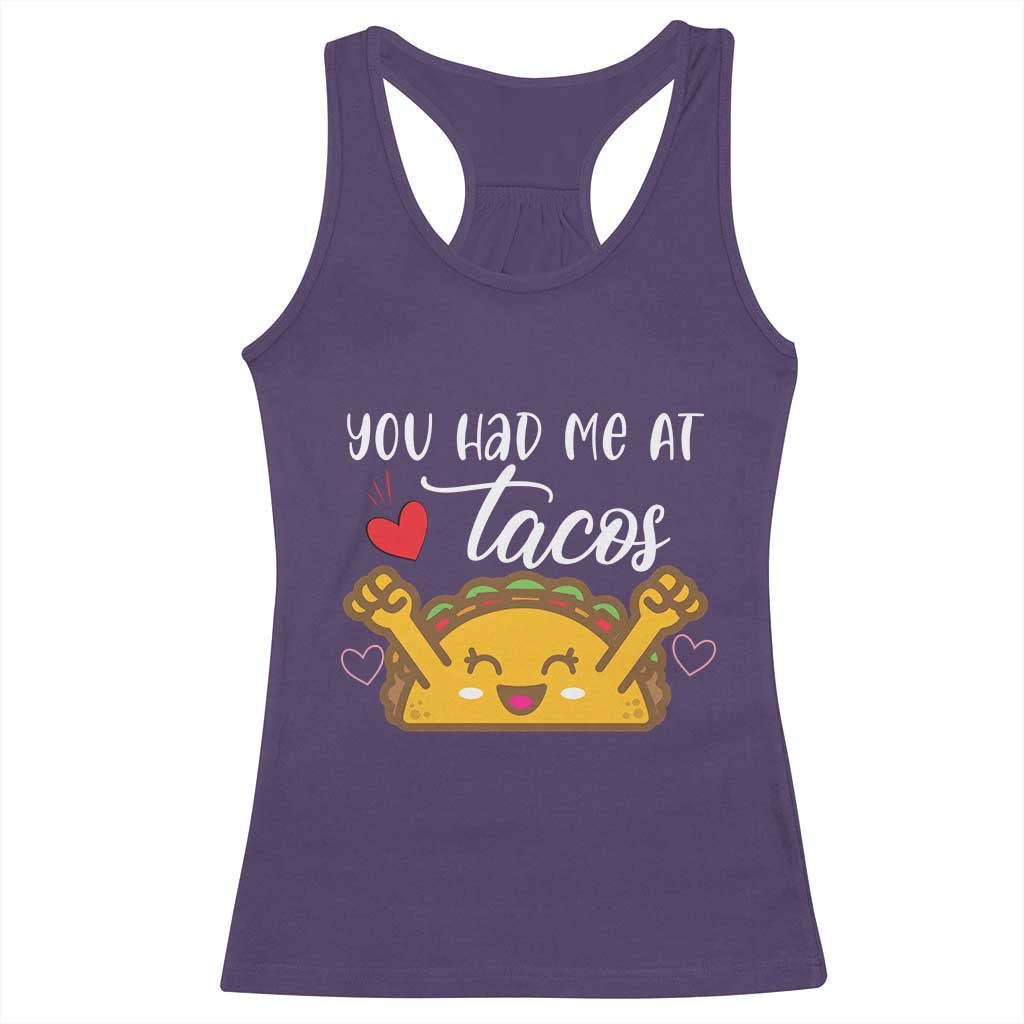 Funny Taco Lover Racerback Tank Top You Had Me At Tacos TS12 Purple Print Your Wear