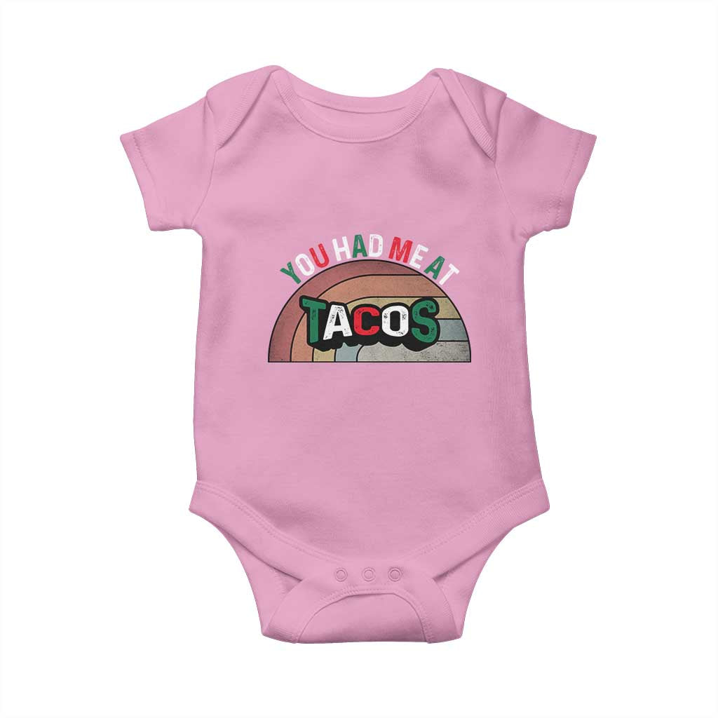 You Had Me At Tacos Baby Onesie Tacos Lover Gift TS12 Light Pink Print Your Wear