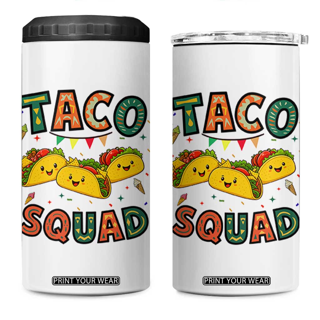Taco Squad 4 in 1 Can Cooler Tumbler Funny Mexican Food Lovers Gift TS12 One Size: 16 oz White Print Your Wear