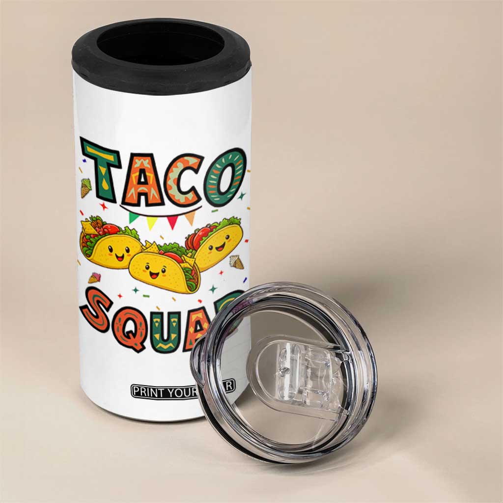 Taco Squad 4 in 1 Can Cooler Tumbler Funny Mexican Food Lovers Gift TS12 Print Your Wear