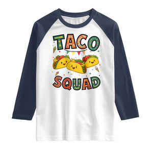 Taco Squad Raglan Shirt Funny Mexican Food Lovers Gift TS12 White Navy Print Your Wear
