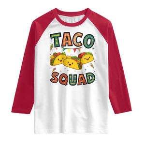 Taco Squad Raglan Shirt Funny Mexican Food Lovers Gift TS12 White Red Print Your Wear