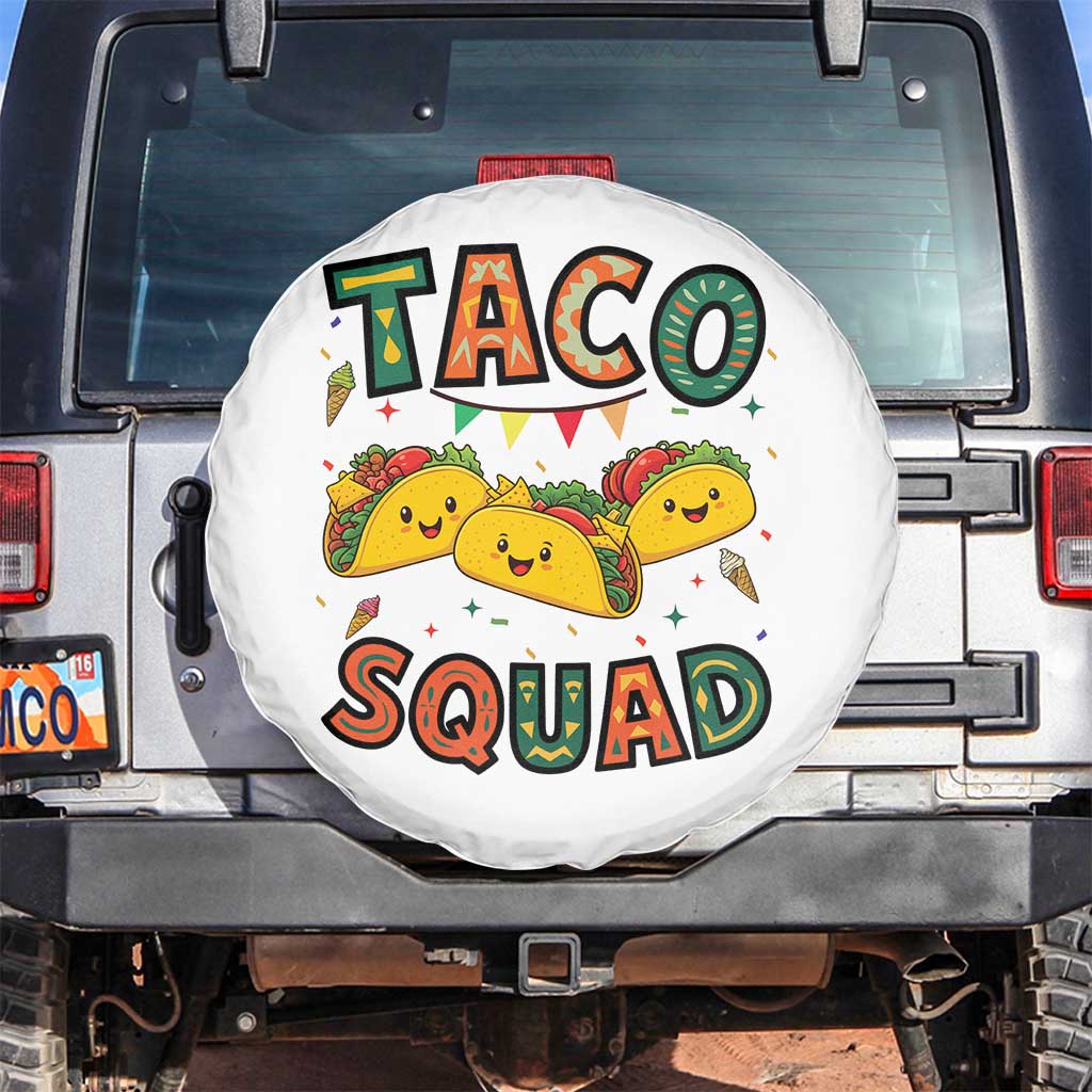 Taco Squad Spare Tire Cover Funny Mexican Food Lovers Gift TS12 No hole White Print Your Wear
