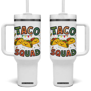 Taco Squad Tumbler With Handle Funny Mexican Food Lovers Gift TS12 One Size: 40 oz White Print Your Wear