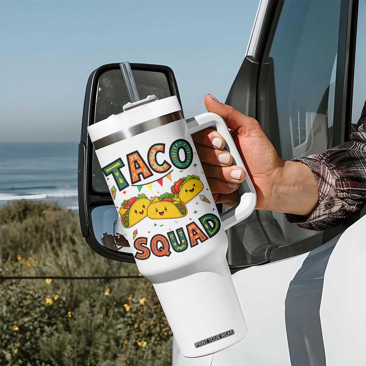 Taco Squad Tumbler With Handle Funny Mexican Food Lovers Gift TS12 Print Your Wear