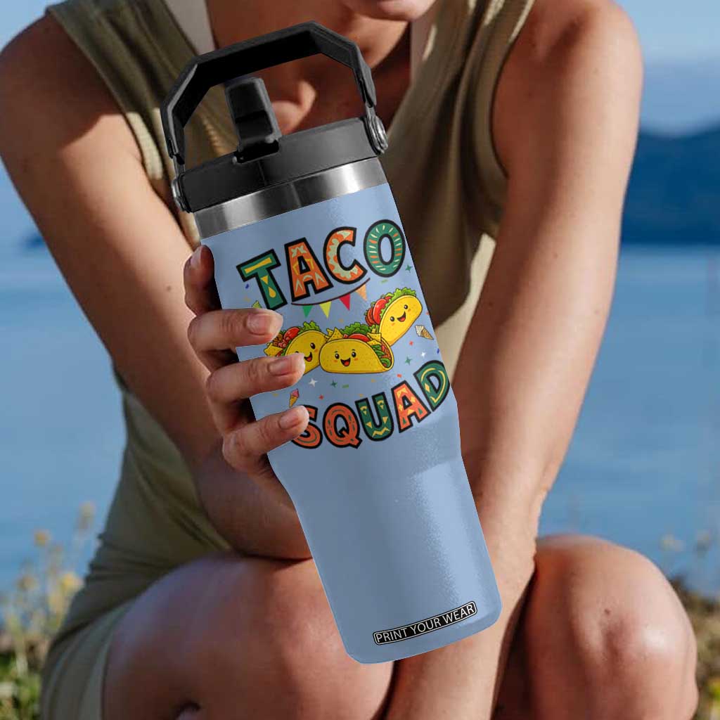 Taco Squad Flip Straw Tumbler Funny Mexican Food Lovers Gift TS12 One Size: 30 oz Light Blue Print Your Wear