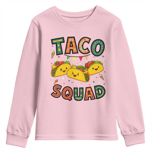 Taco Squad Youth Sweatshirt Funny Mexican Food Lovers Gift TS12 Light Pink Print Your Wear