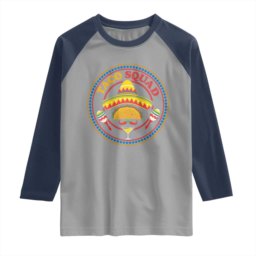 Taco Squad Raglan Shirt Mexican Food Lovers Gift TS12 Sport Gray Navy Print Your Wear