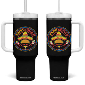 Taco Squad Tumbler With Handle Mexican Food Lovers Gift TS12 One Size: 40 oz Black Print Your Wear