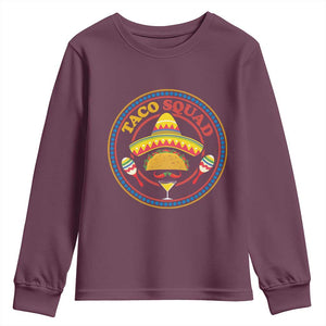 Taco Squad Youth Sweatshirt Mexican Food Lovers Gift TS12 Maroon Print Your Wear