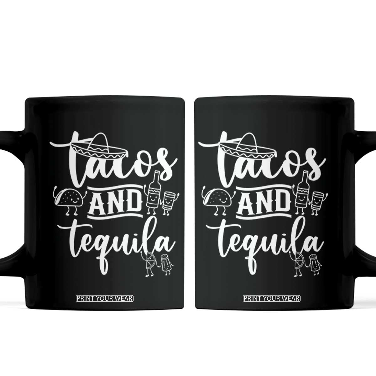 Tacos And Tequila Lover Coffee Mug Funny Humor Gift TS12 Black Print Your Wear