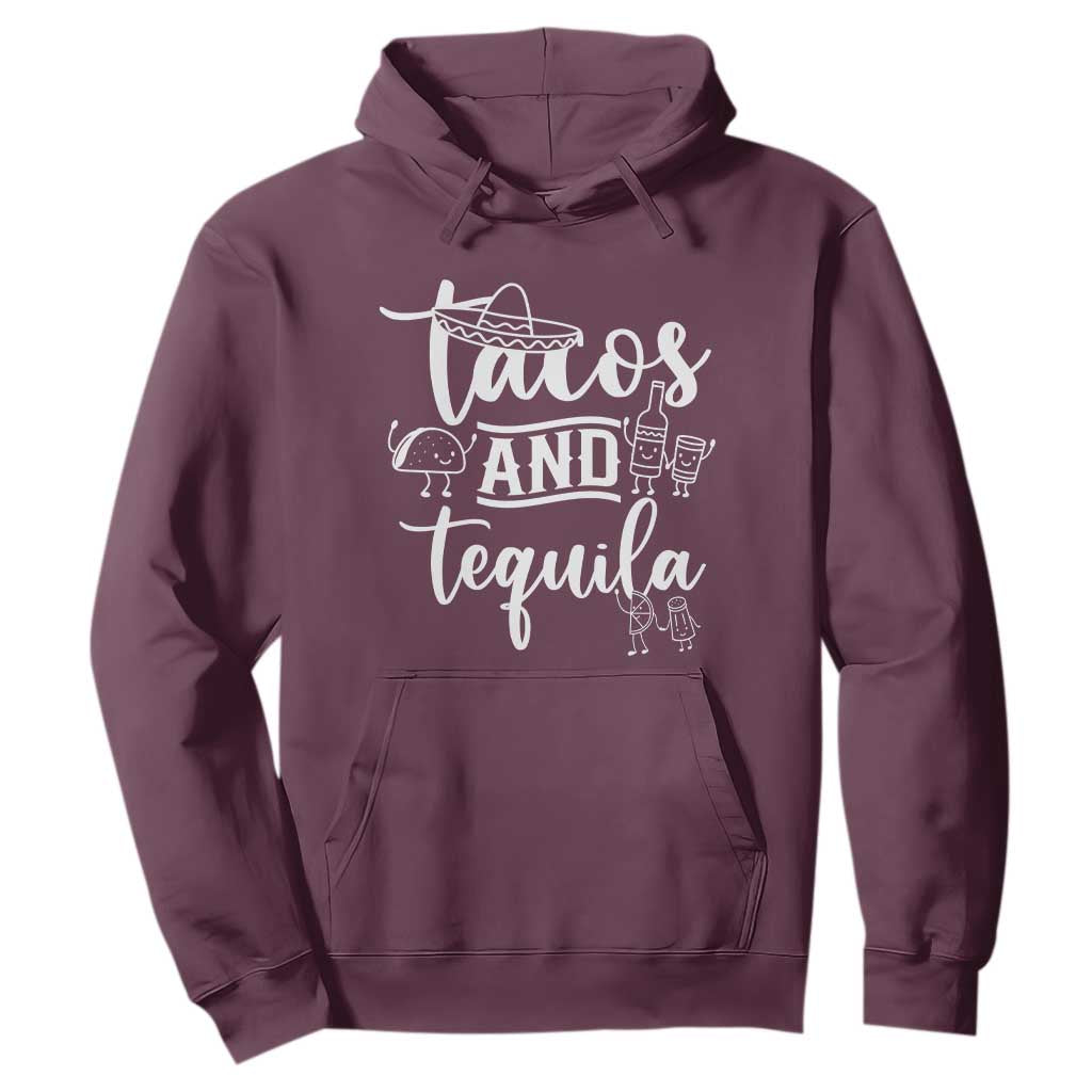 Tacos And Tequila Lover Hoodie Funny Humor Gift TS12 Maroon Print Your Wear