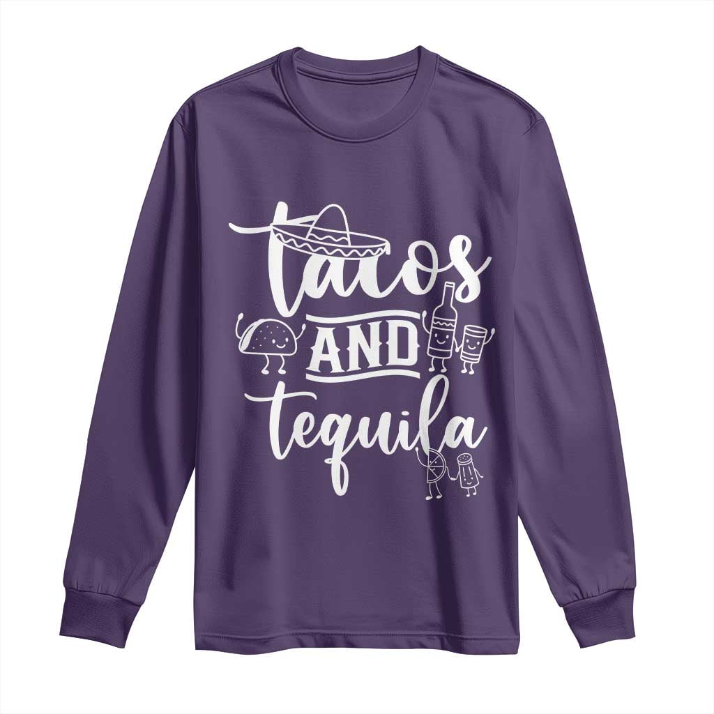 Tacos And Tequila Lover Long Sleeve Shirt Funny Humor Gift TS12 Purple Print Your Wear