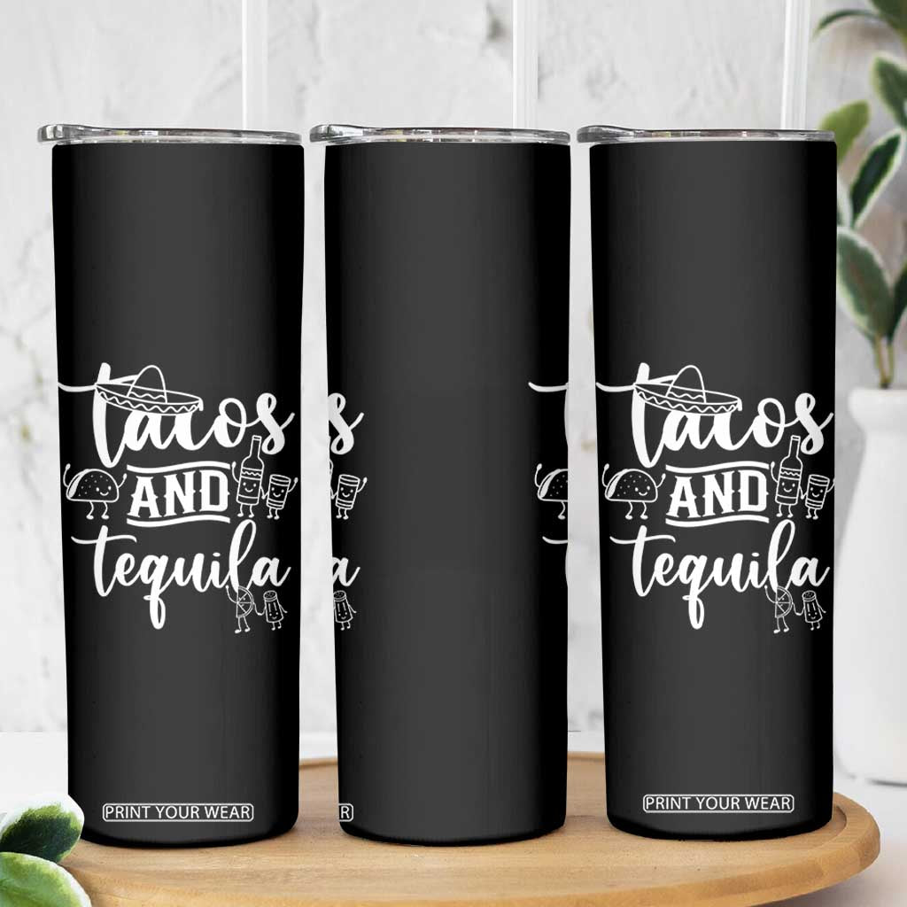 Tacos And Tequila Lover Skinny Tumbler Funny Humor Gift TS12 Print Your Wear