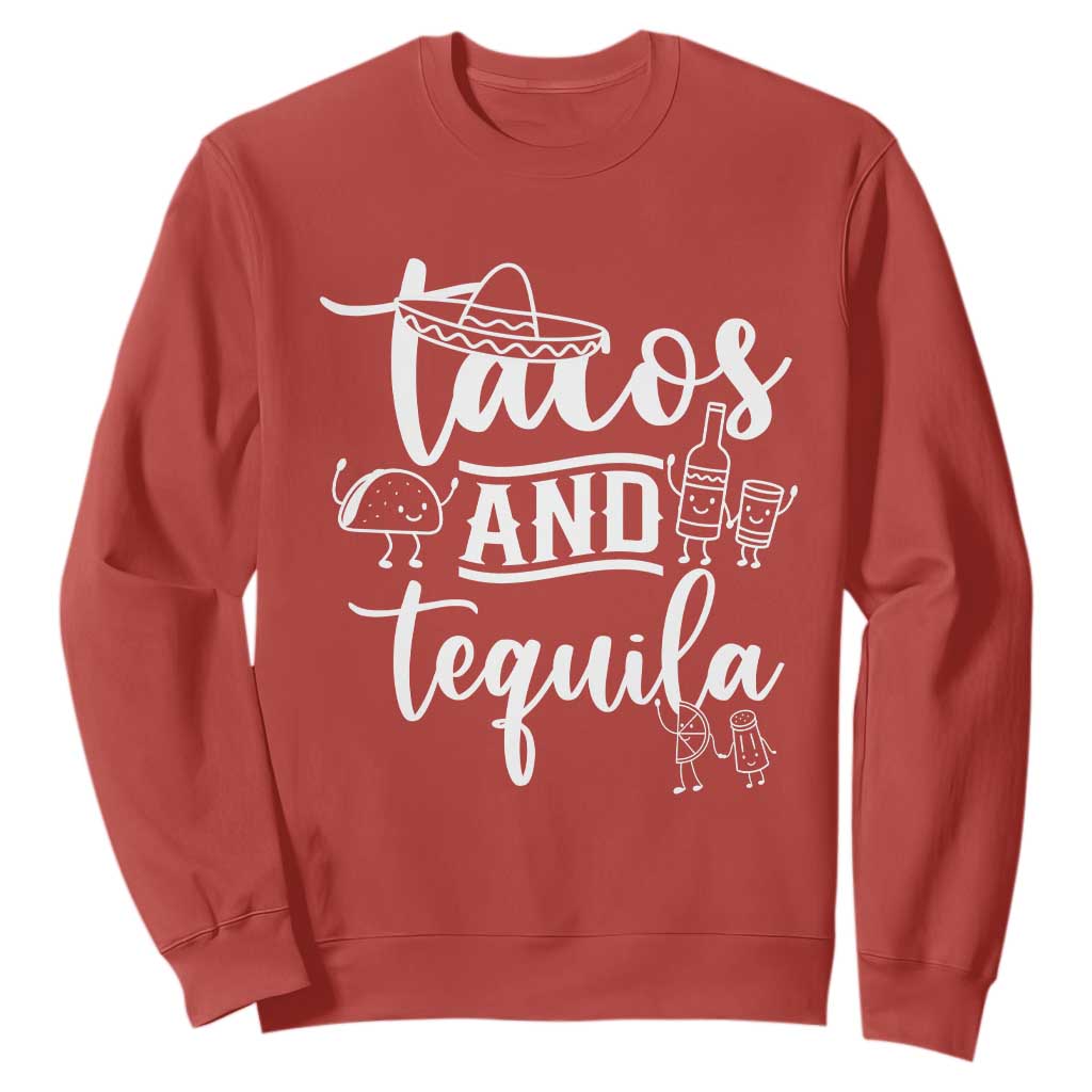 Tacos And Tequila Lover Sweatshirt Funny Humor Gift TS12 Red Print Your Wear