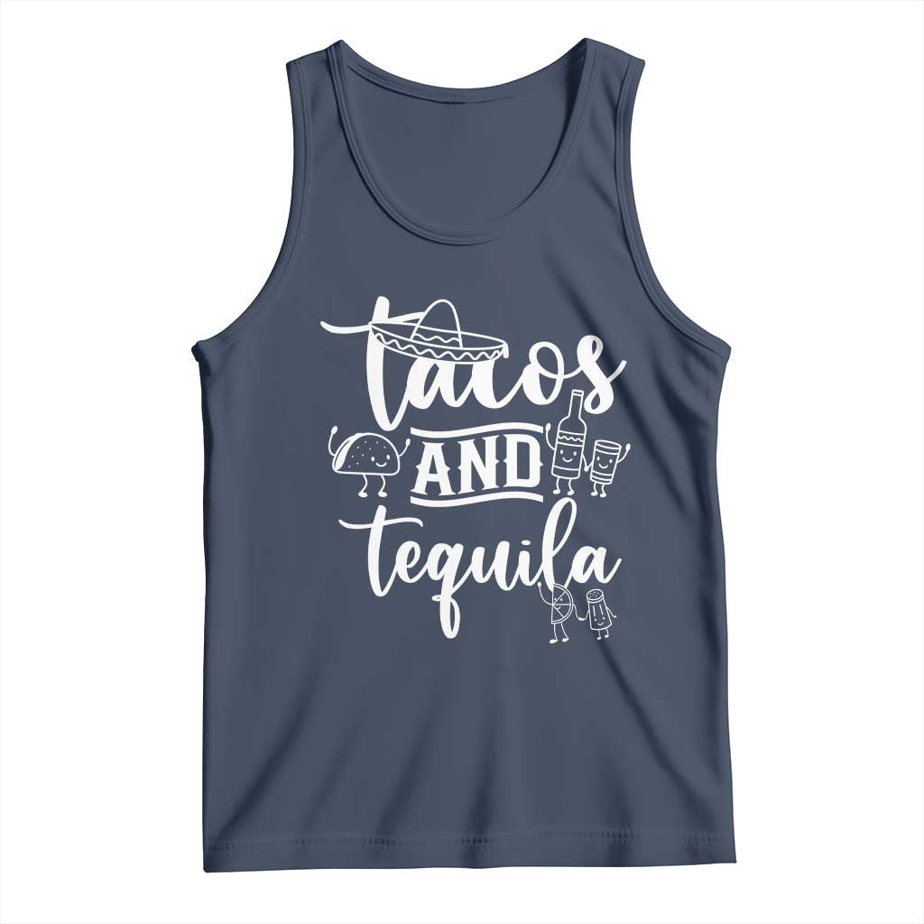 Tacos And Tequila Lover Tank Top Funny Humor Gift TS12 Navy Print Your Wear