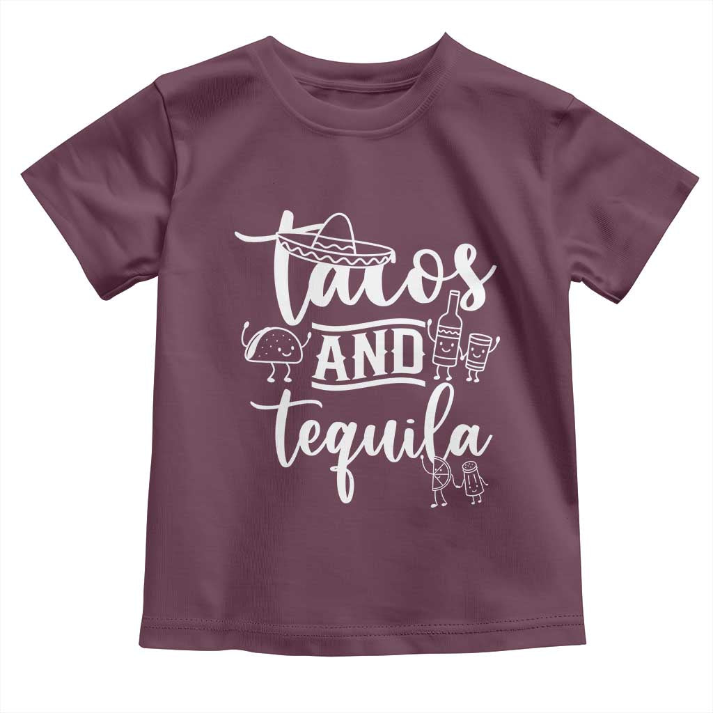 Tacos And Tequila Lover Toddler T Shirt Funny Humor Gift TS12 Maroon Print Your Wear