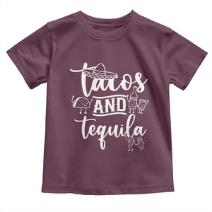 Tacos And Tequila Lover Toddler T Shirt Funny Humor Gift TS12 Maroon Print Your Wear