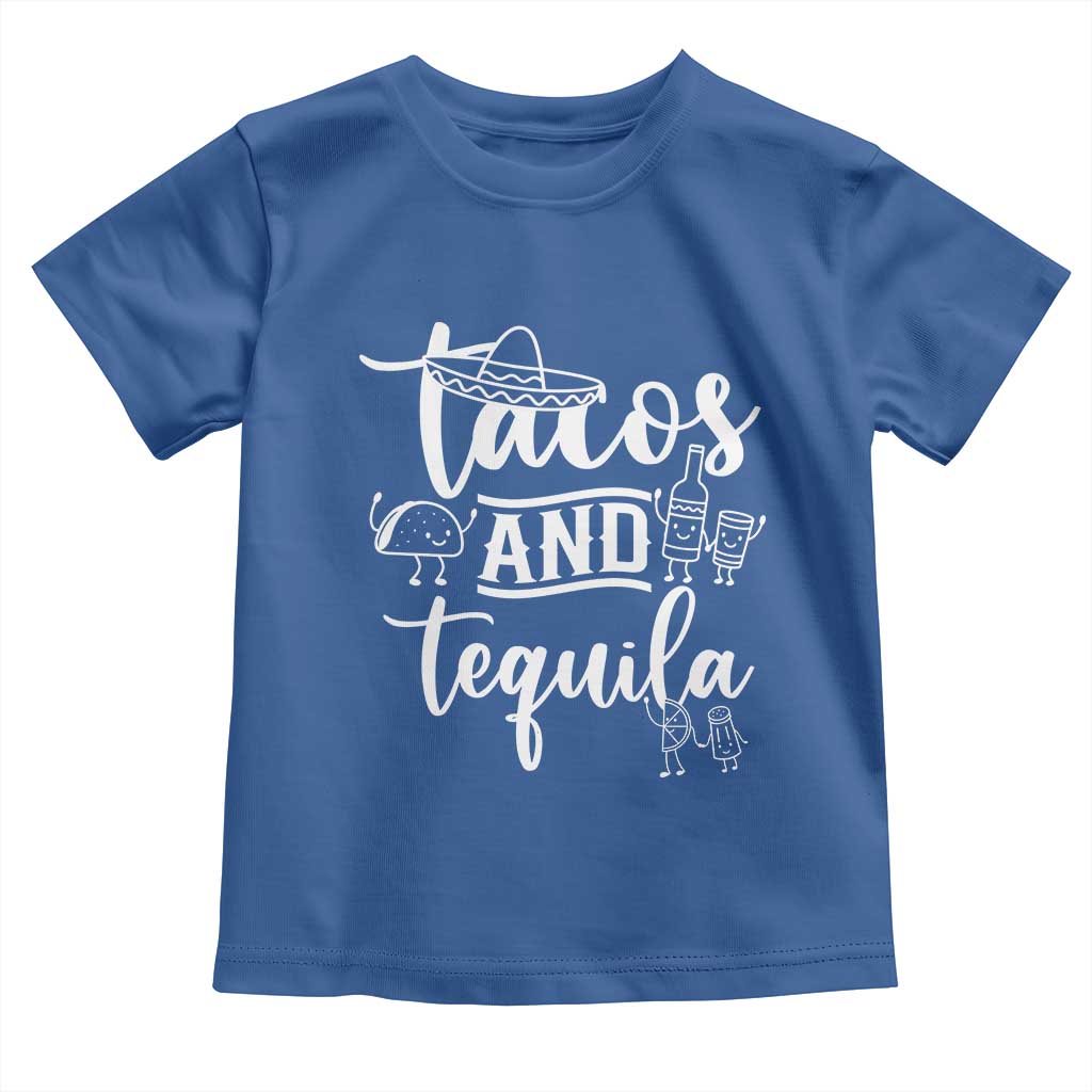 Tacos And Tequila Lover Toddler T Shirt Funny Humor Gift TS12 Royal Blue Print Your Wear