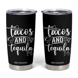 Tacos And Tequila Lover Tumbler Cup Funny Humor Gift TS12 Black Print Your Wear